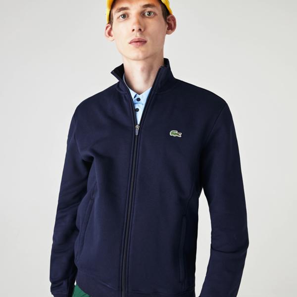 Felpa da uomo con zip in misto cotone Lacoste SPORT